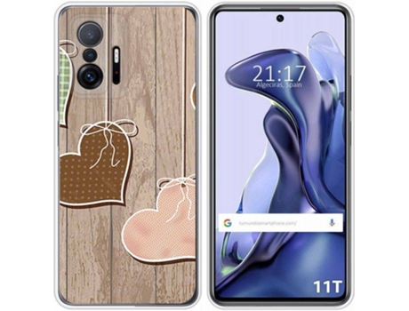 Carcasa Xiaomi 11T 5G / 11T Pro 5G TUMUNDOSMARTPHONE Corazones Madera Multicolor