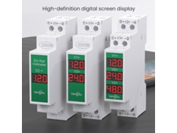 Voltímetro Digital Led Inteligente Dc11v-310v Con Montaje En Riel Din