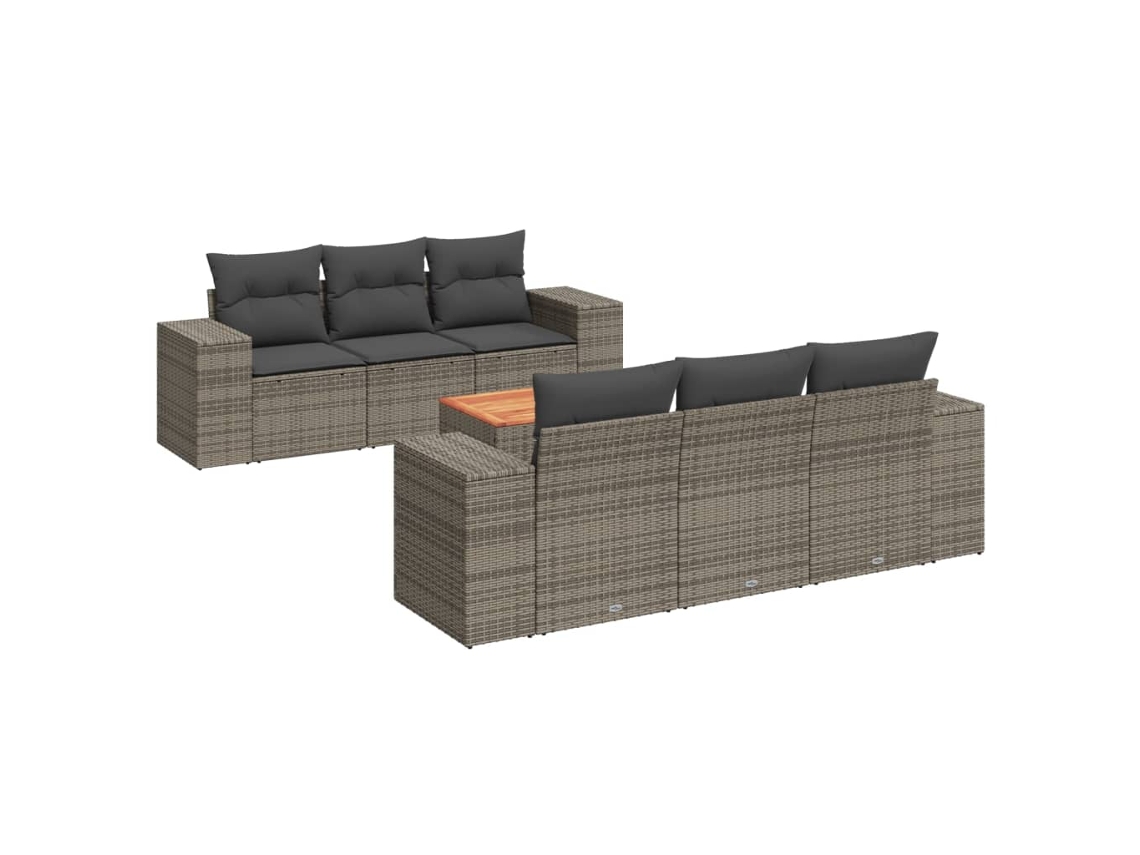 Maison Exclusive - Set De Sofás De Jardín 7 Piezas Con Cojines Ratán Pe Gris