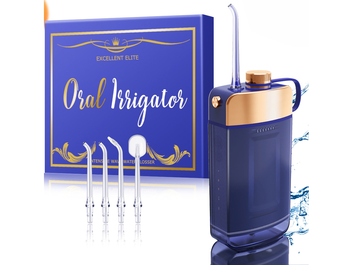 Irrigador bucal con depósito de agua grande de 220 ml y boquilla ultrafina de 0,66 mm, color azul Eifson