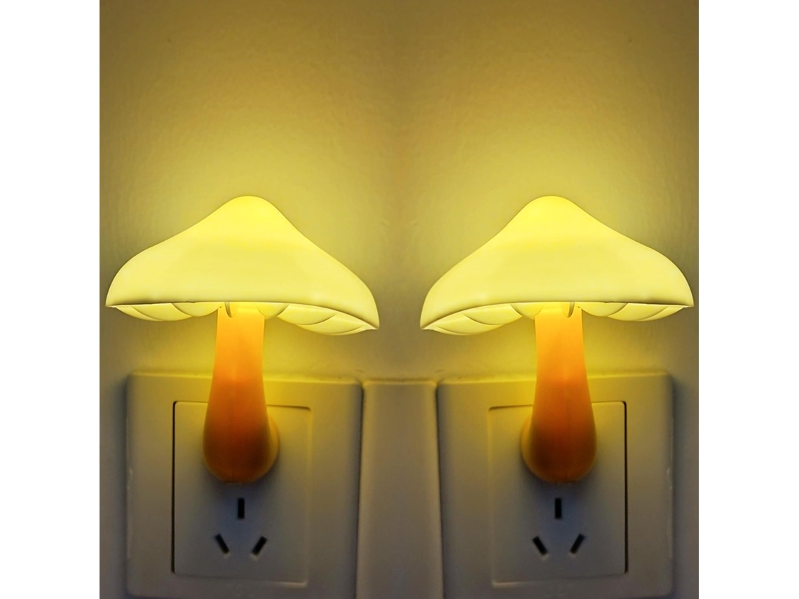 2 Paquetes De Luz Nocturna Led Plug In Lámpara Con Sensor De Hongo Bonito Que Cambia De 7 Colores Luces Nocturnas Gusshious