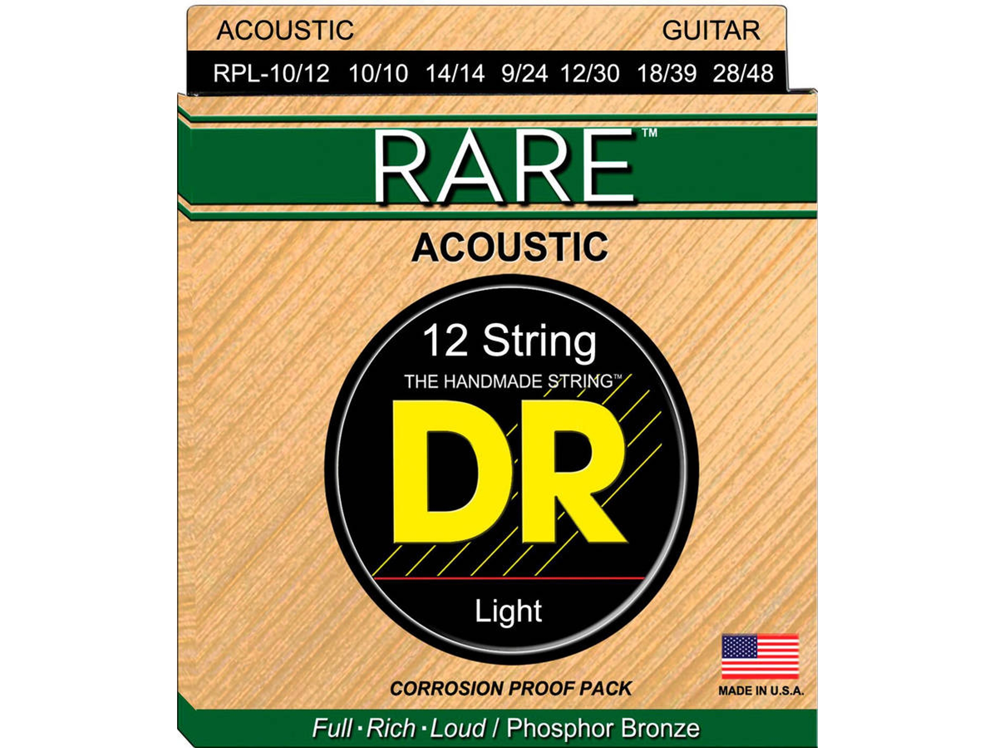 Juego de Cuerdas Guitarra Acústica DR 622607 (.10/10- .14/14- .24/9- .30/12- .39/18- .48/28 - Bronce)