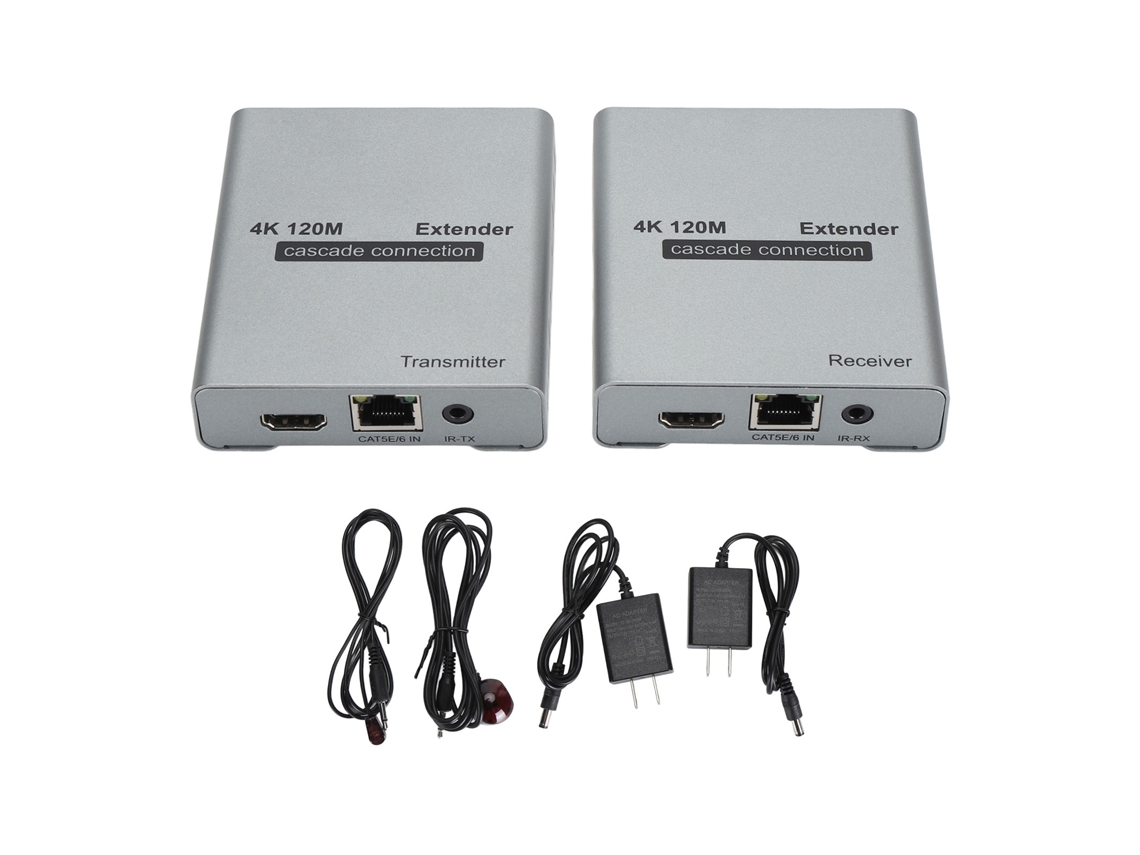 Extensor De Interfaz Multimedia 4k Hd De 120 M Con Conexión En Cadena Mediante Cable Cat5e/cat6 Con Enchufe Estadounidense.
