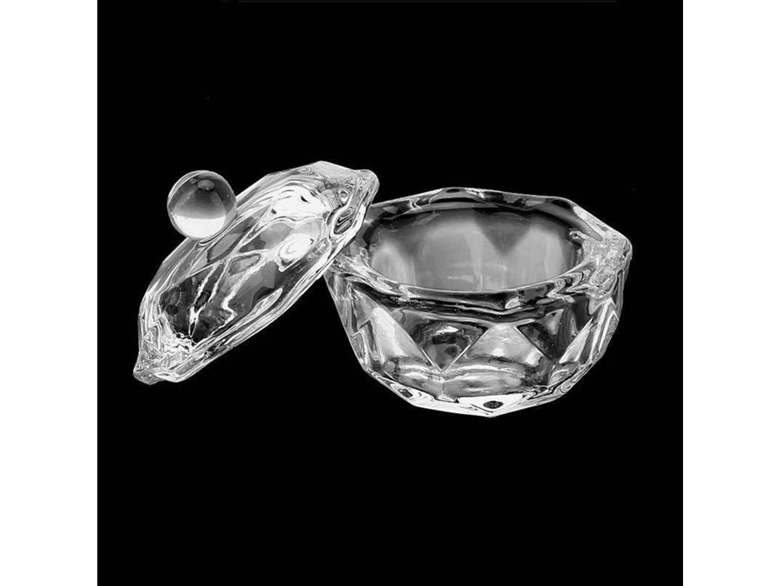 Recipiente de cristal con tapa para líquidos y polvo acrílico, herramienta para manicura y cuidado de uñas.