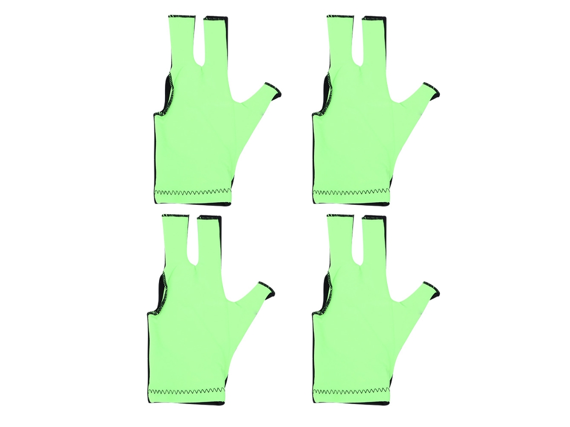 4 Guantes De Billar Unisex De Tres Dedos, Para Mano Izquierda, Accesorio Suave, Color Verde.