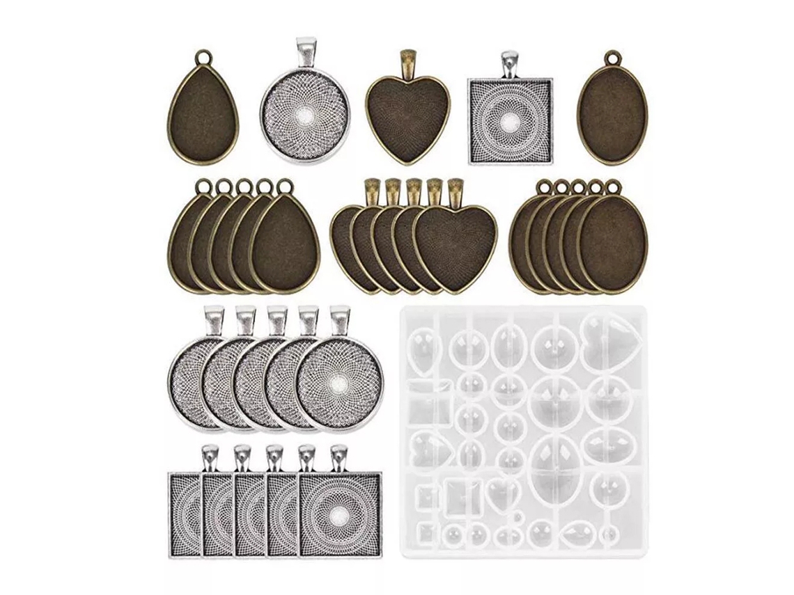 Kit De 31 Moldes De Silicona Para Manualidades De Joyería Diy Con Resina Y Colgantes.