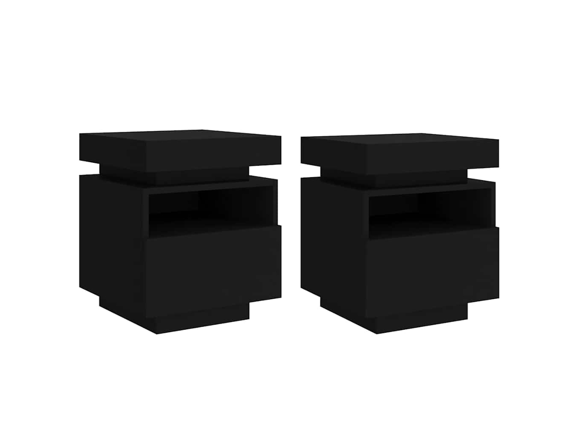 Conjunto de mesita de noche con luces LED 40x39x48,5 cm Negro MAISON EXCLUSIVE
