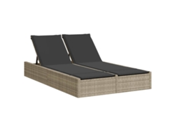 Chaise longue doble con cojines, mimbre, patas gris claro, MAISON EXCLUSIVE (sin dimensiones)