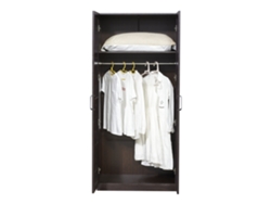 Armario Ropero Finning (2 puertas 1 perchero 1 compartimento) MDF 176 x 80 x 52 cm Efecto nogal oscuro [EN.CASA]