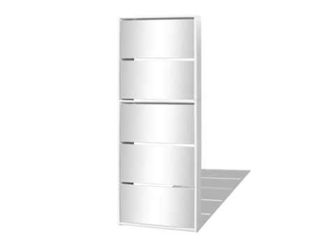 MAISON EXCLUSIVE Mueble zapatero 5 cajones con espejo blanco 63x17x169,5 cm
