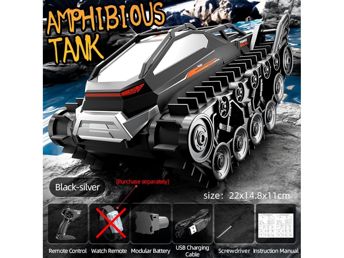 Vehículo RC blindado anfibio 4x4, 2.4G, camión todoterreno de alta resistencia, modelo todoterreno impermeable para aventuras. Aeuzwr negro.
