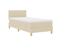 Cama Con Box Spring Con Colchón & Led Crema Vidaxl Tela (100x200 Cm)