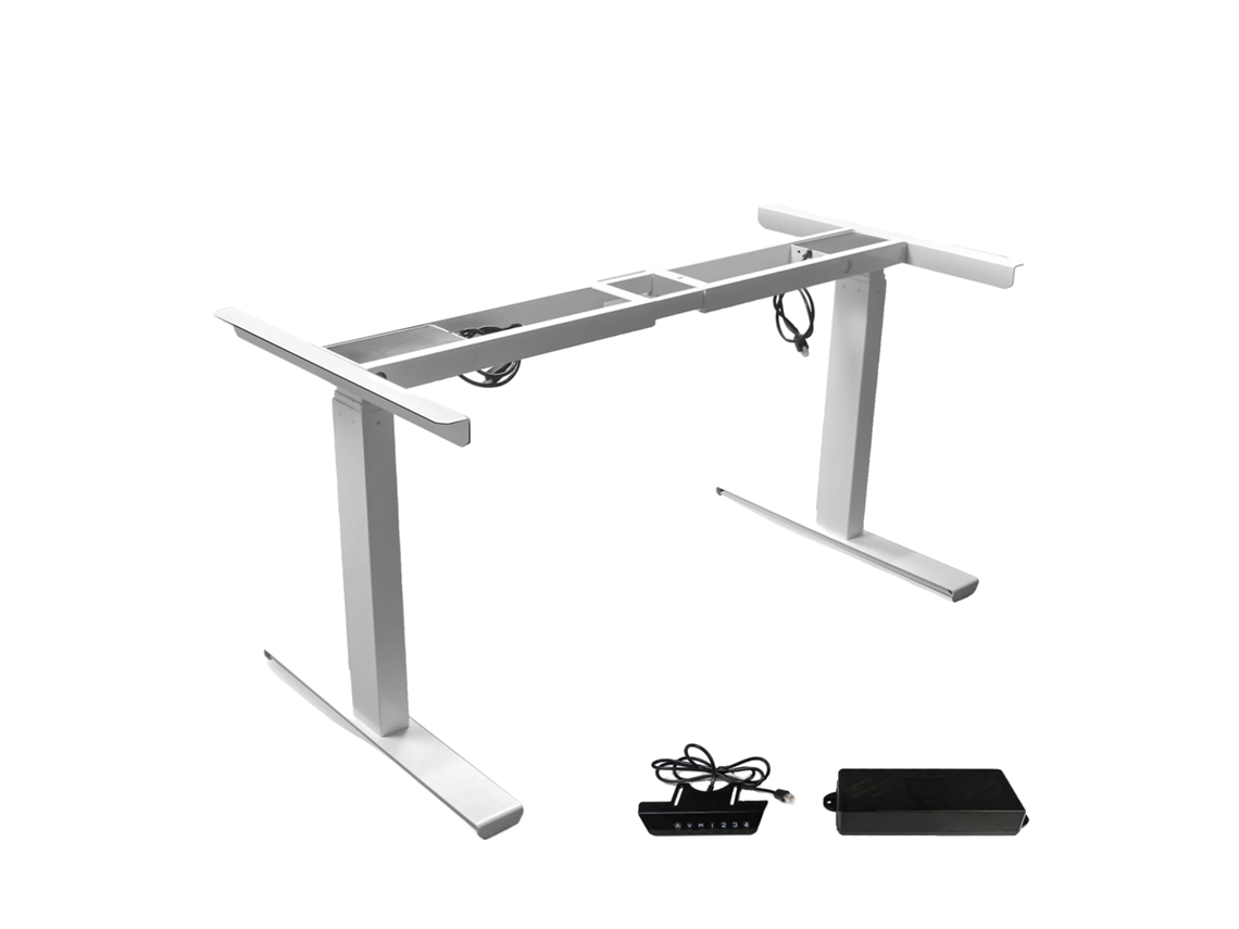 Marco de mesa electrónico ajustable, altura de 23,4 a 49, capacidad de carga de hasta 150 kg, tres secciones blancas
