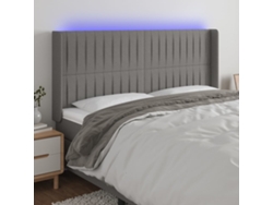 Cabecero Con Led De Tela Gris Oscuro 183x16x118/128 Cm