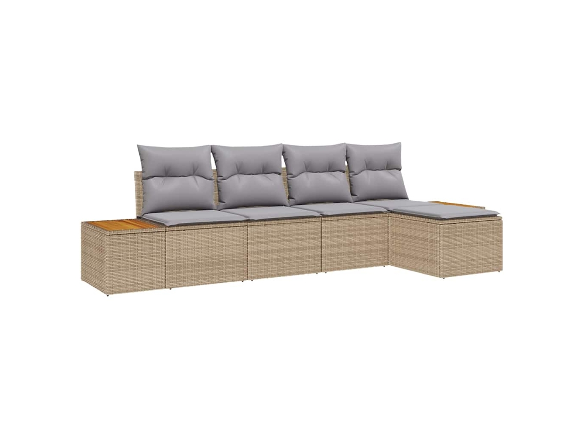 Maison Exclusive - Conjunto de sofás de jardín de 6 piezas, beige y gris claro, poliratán