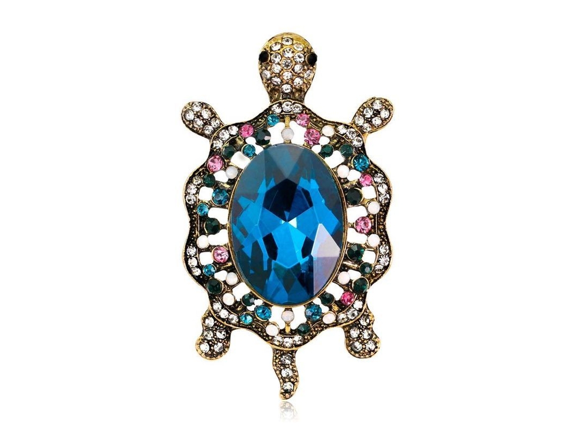 Broche Grande De Tortuga Con Cristales Para Mujer, Accesorio Decorativo, Joyería Clásica Con Motivos De Animales.