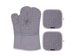 2026 set de Luvas para Forno e Suportes de Xícara 4 Peças Resistente Ao Calor 572°f Silicone Antiderrapante Cozinha Assado Cinza