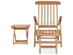 Silla de jardín con reposapiés y mesa de teca maciza MAISON EXCLUSIVE