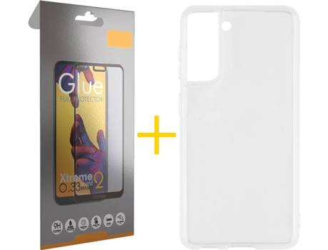 Carcasa y Protector de Pantalla de Vidrio Full Samsung S21 Plus SKYHE Silicona Líquida Transparente