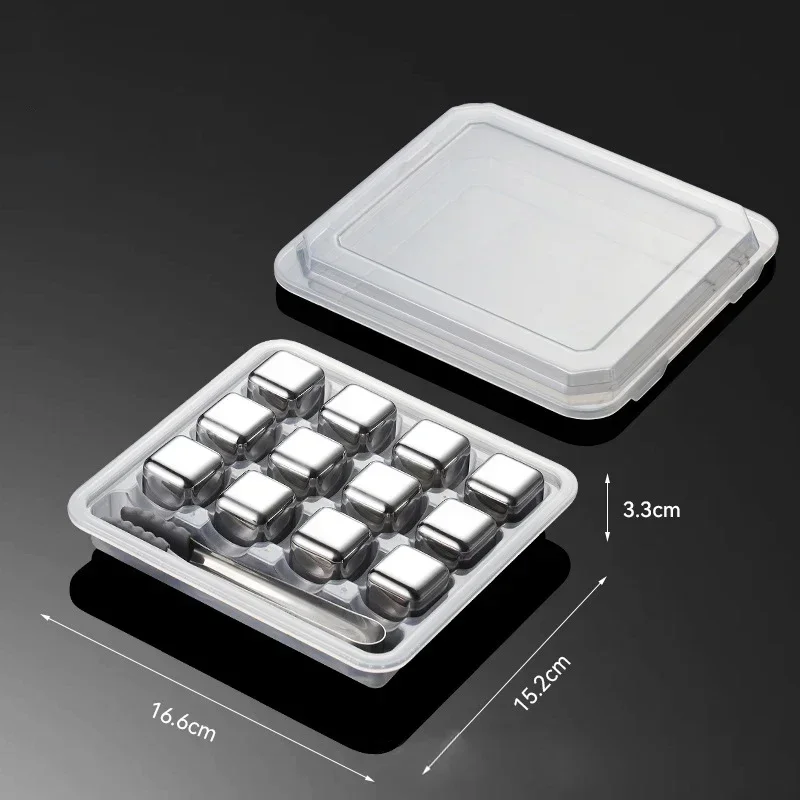 (plata, 12 Unidades, Con Clips) Cubos De Hielo Reutilizables De Acero Inoxidable, Congelación Rápida, Metal De Grado Alimenticio
