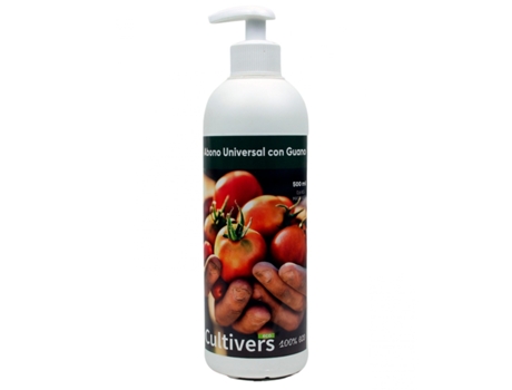 CULTIVERS Abono Líquido Universal con Guano 500 ml Bio para Plantas y Cultivos. NPK 4-4-4 con dosificador para fácil aplicación