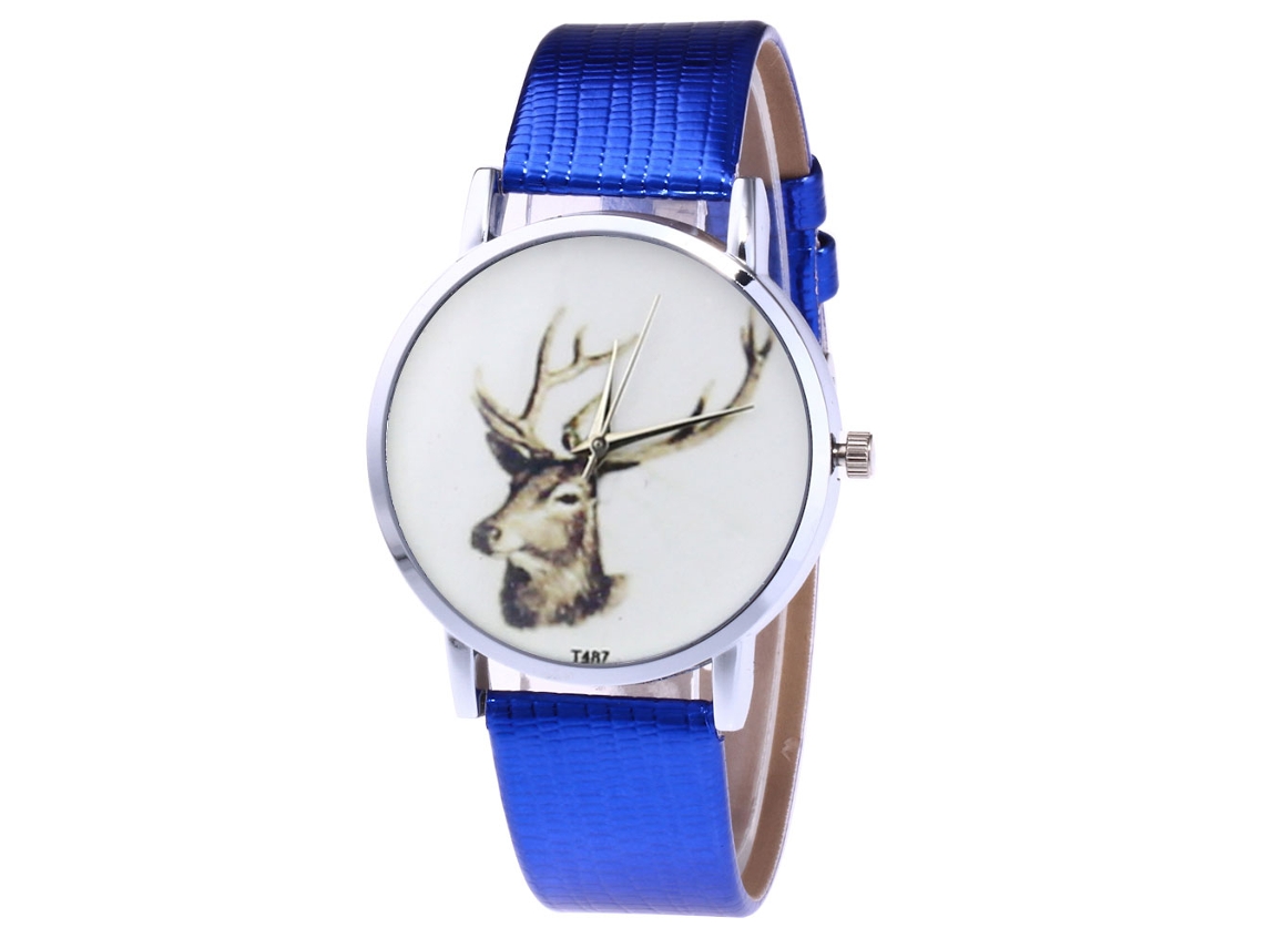 Reloj Analógico De Cuarzo Para Hombre Y Mujer Pulsera De Cuero Pu Zhoulianfa Azul