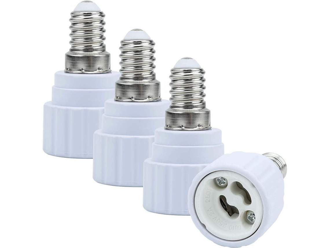 Adaptador De Casquillo E14 A Gu10 Blanco - Juego De 4 Convertidores Para Bombillas Led