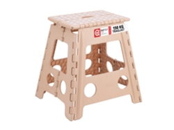 Relaxdays Taburete Plegable Para Camping Y Baño, Plástico, Hasta 150 Kg, 39 X 39 X 32 Cm, Beige