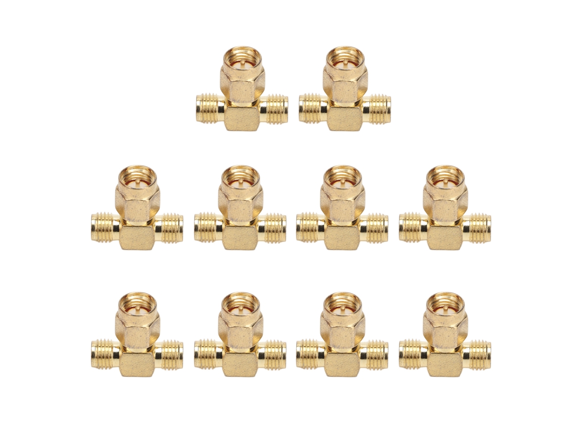 10 Adaptadores Sma En T Para Conectores Coaxiales Ofc De Banda Ancha De 50 Ω Para Sistemas Gps Y Equipos De Comunicación.
