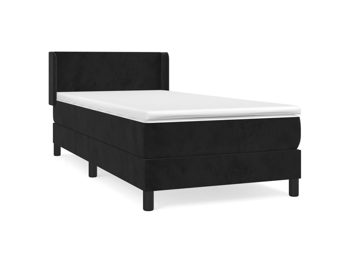 Maison Exclusive - Cama Box Spring Con Colchón Terciopelo Negro 80x200 Cm