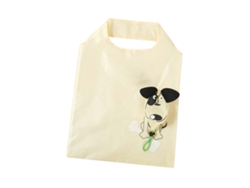 Bolsa de compras plegable de poliéster con estampado de dibujos animados, gran capacidad y asa.