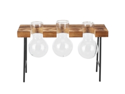 Jarrón De Cristal Con Soporte De Madera Para Plantas Hidropónicas, Taller De Jardinería De Escritorio, 3 Botellas