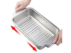 Cesta escurridora de acero inoxidable para fregadero de cocina con rejilla de drenaje extraíble