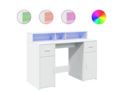 Escritorio de madera blanca con luces LED MAISON EXCLUSIVE (120x55x91 cm)