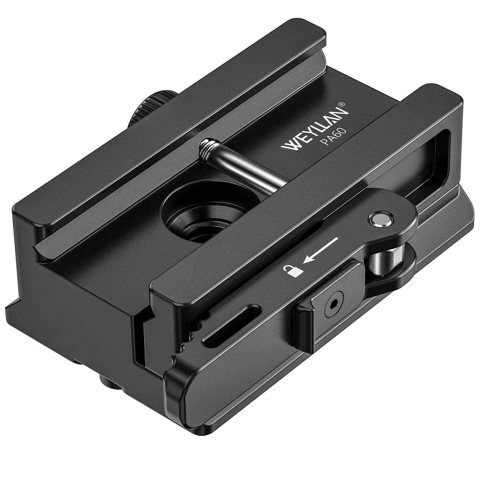 Adaptador Arca para Picatinny PA60, soporte con palanca de liberación, bisel Arca Swiss y orificio de montaje para correa QD, para cabezal de trípode PA60