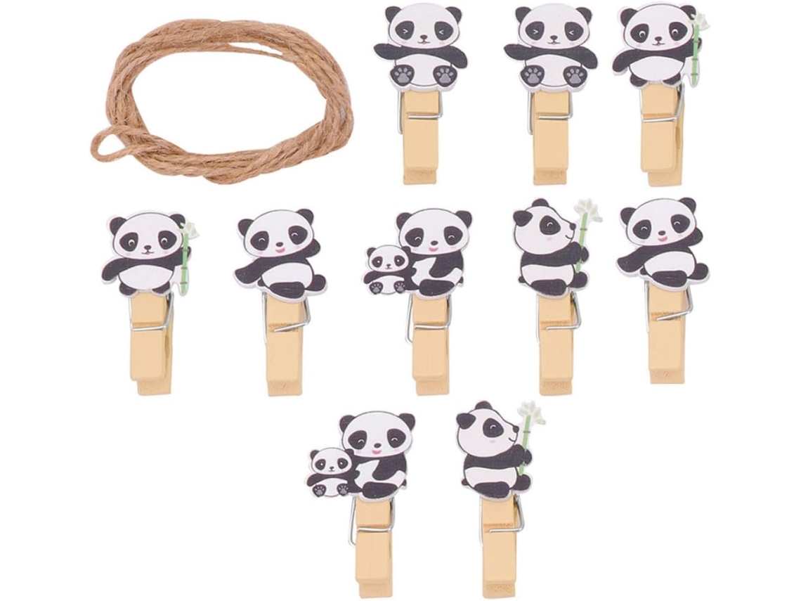 60 Pinzas Madera Diseño Panda Fotos Notas Ligeras Fáciles Transportar Ideales Hogar Reuniones Familiares