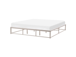 Cama De Casal Beliani Viry De Ferro Creme 180x200