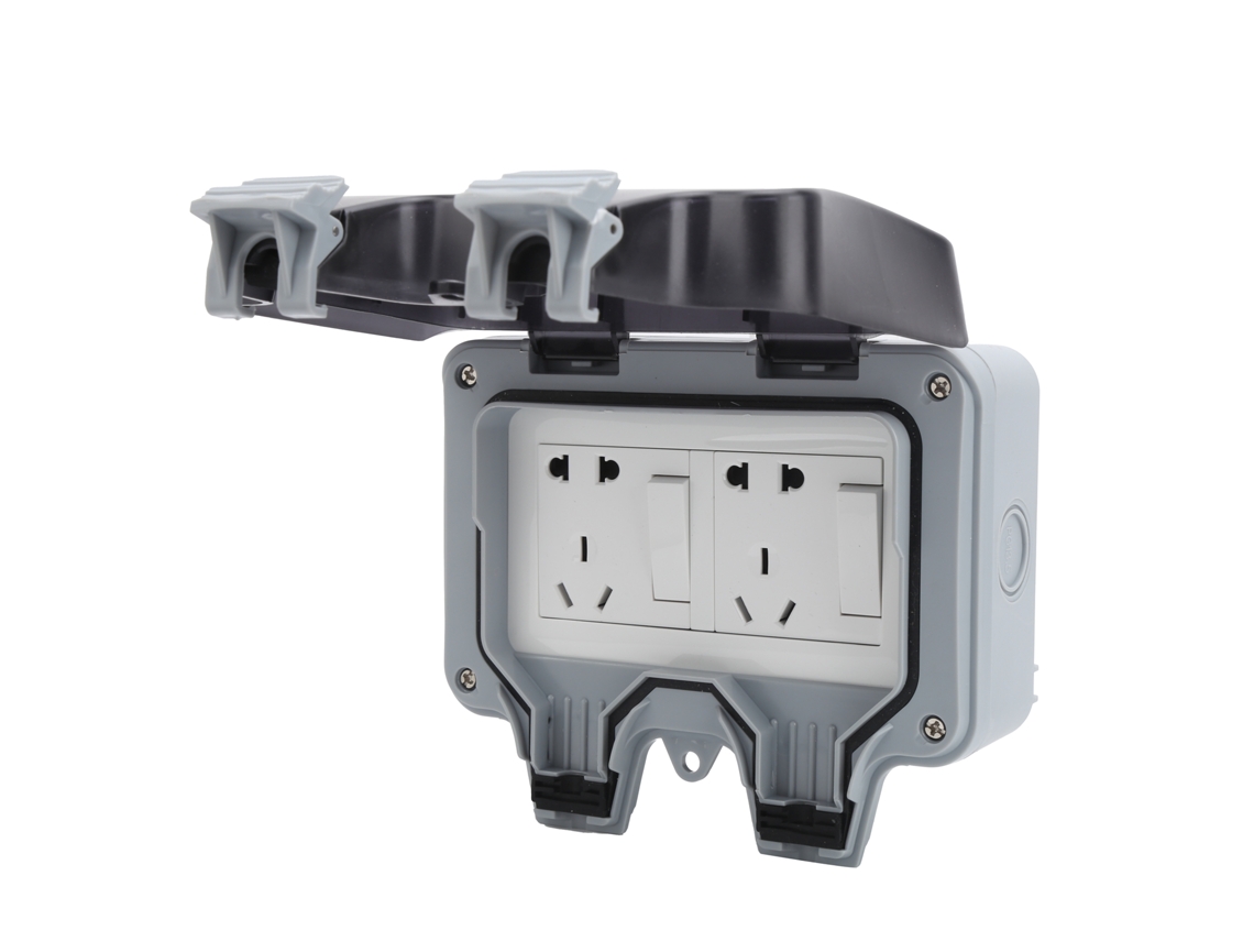 Caja de enchufes de pared exterior impermeable de 220 V, componentes de control eléctrico