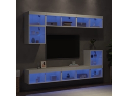 8 soportes de TV de pared | Mueble para TV | Mueble para TV con LED, derivados de madera, blanco
