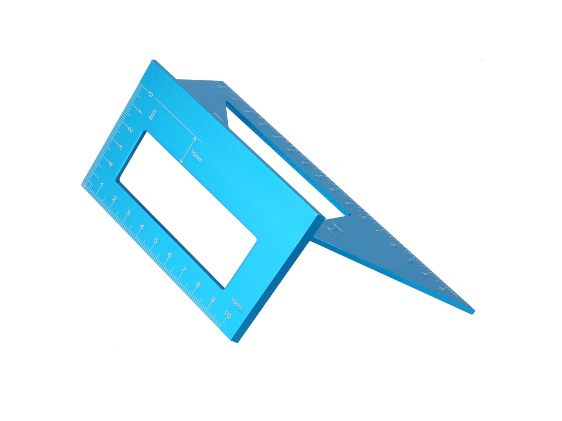 Regla De Ángulo Multifuncional De 45/90 Grados, Aleación De Aluminio, Para Carpintería, Herramienta De Marcado Azul.