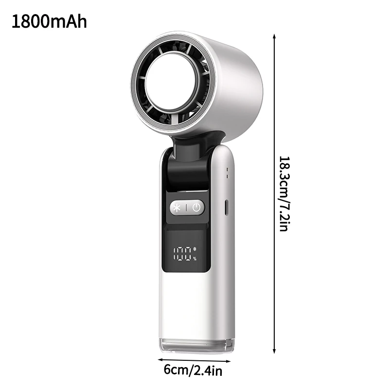 Mini ventilador eléctrico portátil plegable con función de refrigeración, recargable mediante USB MDUG (1800 Ah Blanco)