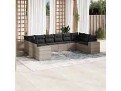 Conjunto de sofá de jardín de 10 piezas con cojines en mimbre gris claro de DKD Home Decor