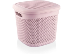 Cesta Mediana Cuadrada 7h HOUSE con Tapa Rosa 15 Litros