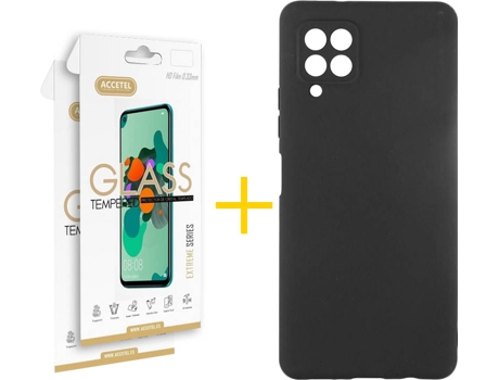 Kit Funda + Protector de Pantalla Samsung A12 5G ACCETEL Cristal Templado 3860 Negro