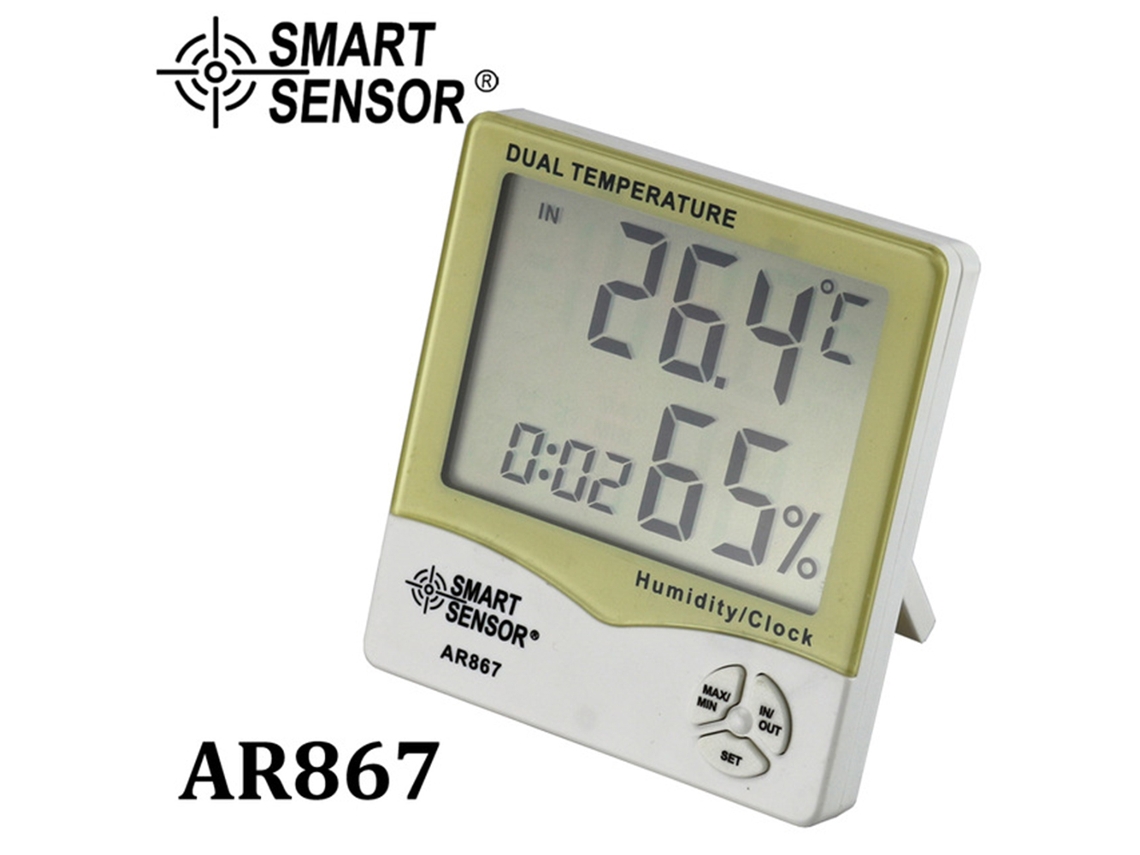 Estación Meteorológica Con Higrómetro, Termómetro E Higrómetro Digital Lcd Smart Sensor Ar867, Calendario Y Despertador.