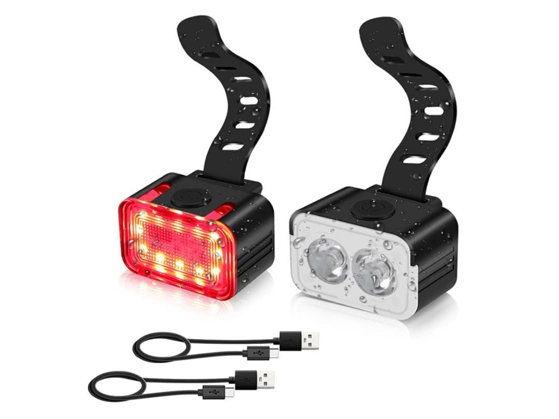 Juego Luces Bicicleta Aluminio Usb Recargable Negro
