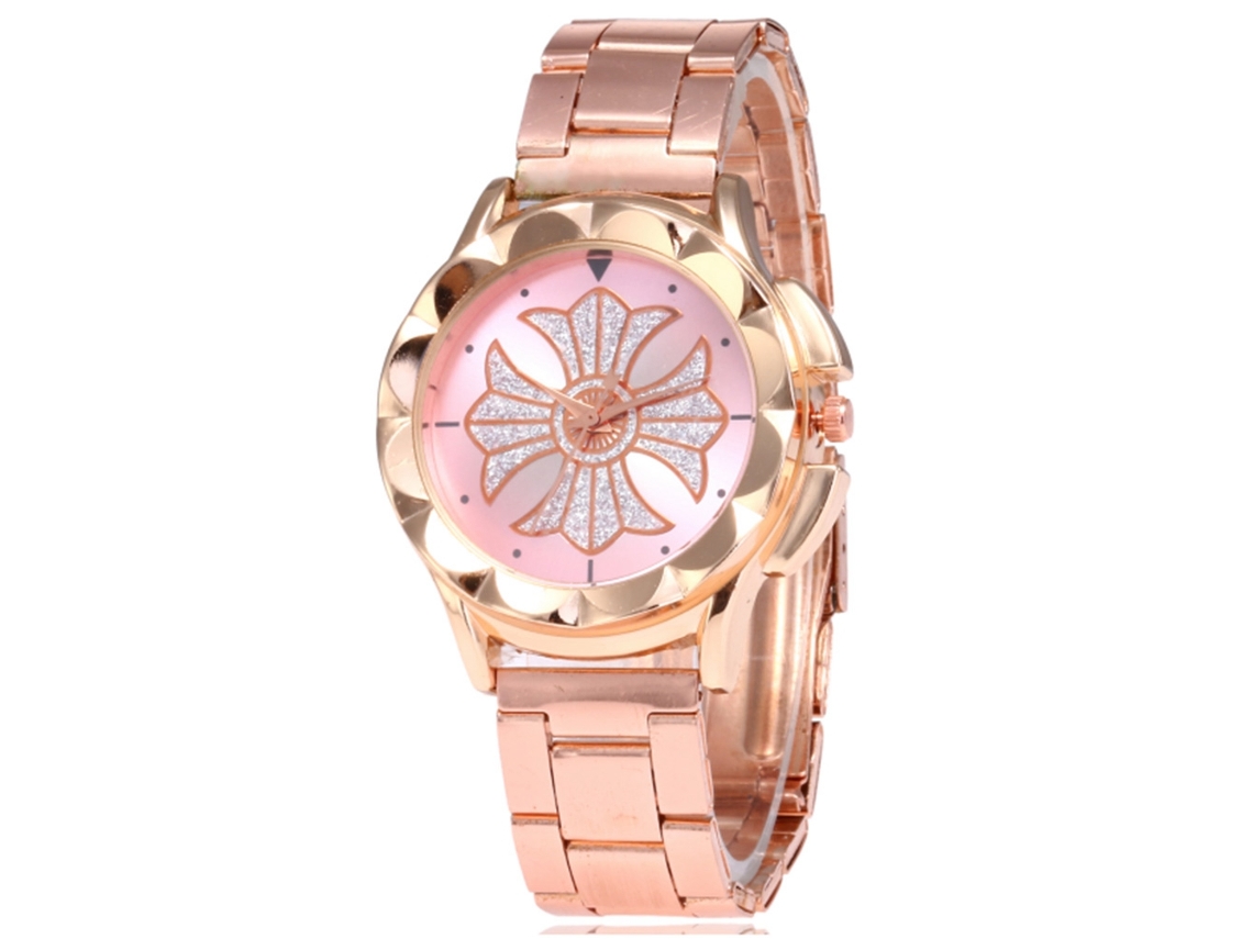 Reloj De Pulsera De Acero Unisex Para Parejas Con Dial Redondo Cuarzo (rosa)
