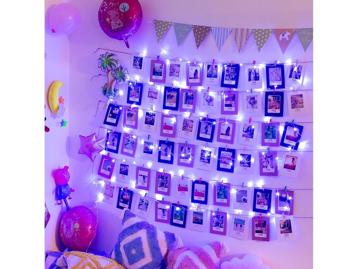 (10 M, 100 Cuentas Led Blancas, 50 Clips) Luces De Fotografía Led/luces De Cadena Navideñas, Con Caja De Batería