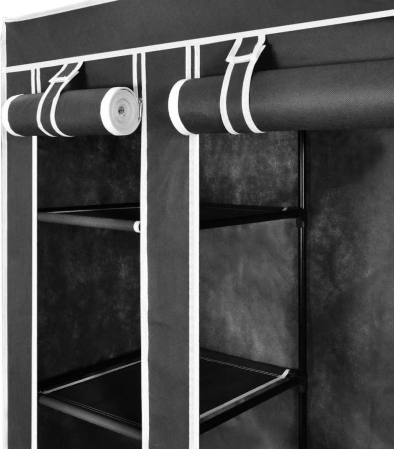 Vidaxl Armario Con compartimentos tela negro ropero mueble temporal 45x150x176 cm de y varillas 45x150x176cm