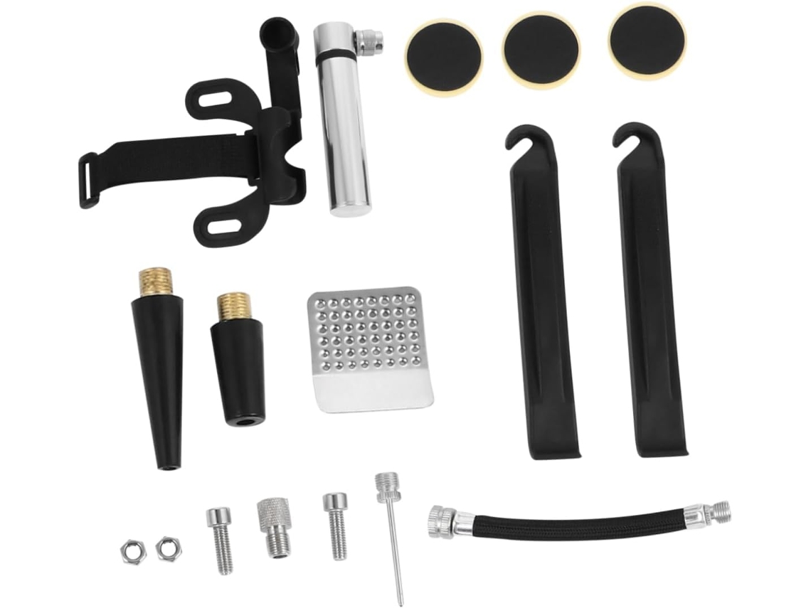 Kit de reparación de bicicletas con bomba de aluminio portátil, parches y herramienta extraíble incluida de Gokoco
